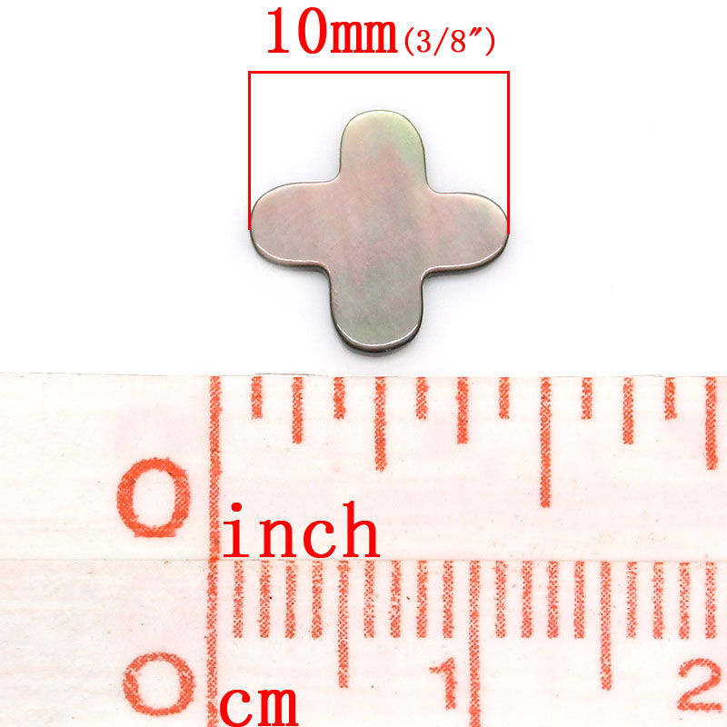 Picture of Natural Shell Embellishment Findings Cross Black 10mm x 10mm( 3/8"x 3/8"),5PCs
