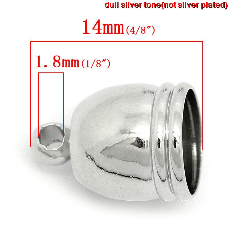 Picture of Brass Necklace Cord End Tip Beads Caps Silver Tone 14mm x 10mm,20PCs
