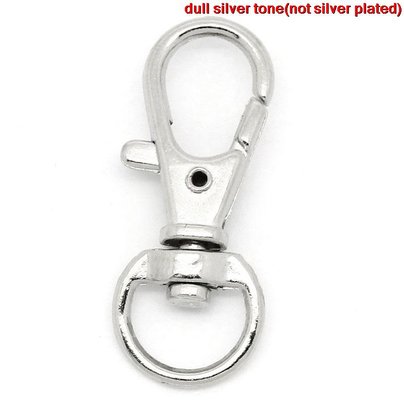 Imagen de Llaveros Cierre Giratorio Zamak de Corchete de la langosta Tono de Plata 32mm x 13mm, 50 Unidades