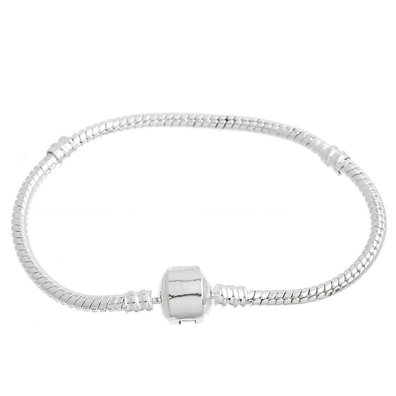 Imagen de Cobre Estilo Europeo  Encanto Pulseras Argentado 17cm longitud, 2 Unidades