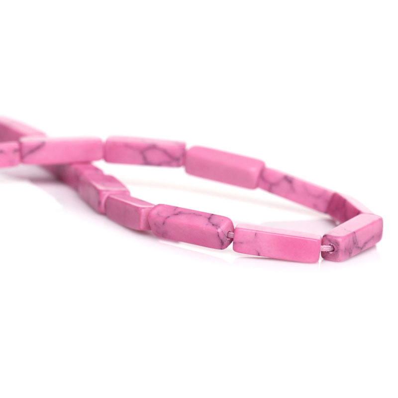 Imagen de (Grado D) Howlite Turquesa Imitación Cuentas Flojas Rectángulo Rosado 13mm x 4mm, Agujero: acerca de 1mm, 38cm 29 unidades por 2 Sartas