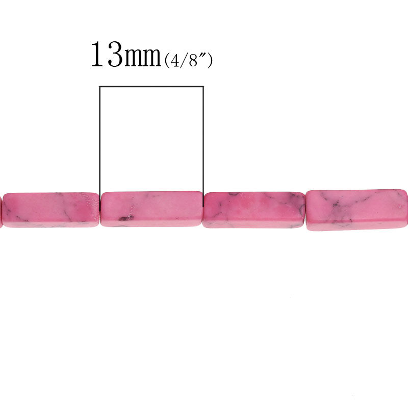 Imagen de (Grado D) Howlite Turquesa Imitación Cuentas Flojas Rectángulo Rosado 13mm x 4mm, Agujero: acerca de 1mm, 38cm 29 unidades por 2 Sartas