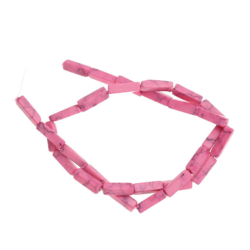 Imagen de (Grado D) Howlite Turquesa Imitación Cuentas Flojas Rectángulo Rosado 13mm x 4mm, Agujero: acerca de 1mm, 38cm 29 unidades por 2 Sartas