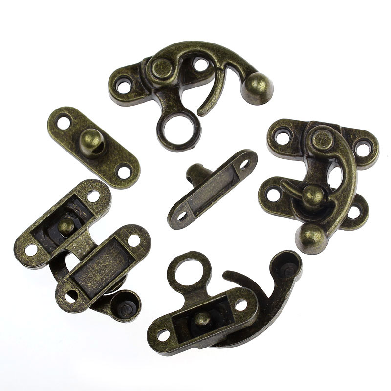 Picture of Zinc Based Alloy Vintage Cabinet Box Lock Catch Latches Antique Bronze 3.5cm x2.9cm(1 3/8" x1 1/8") 2.9cm x1cm(1 1/8" x 3/8"), 10 Sets