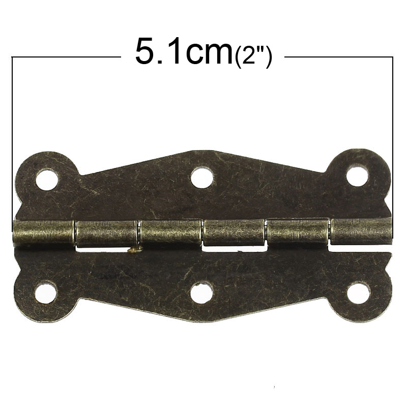 Picture of Zinc Based Alloy Door Cabinet Drawer Wooden Box Butt Hinges Rectangle Antique Bronze Rotatable 5.1cm x2.4cm(2" x1"), 40 PCs