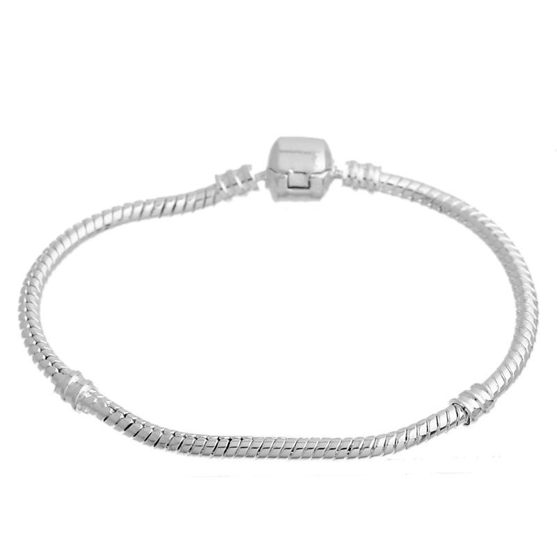 Imagen de Cobre Estilo Europeo  Encanto Pulseras Argentado 17cm longitud, 2 Unidades