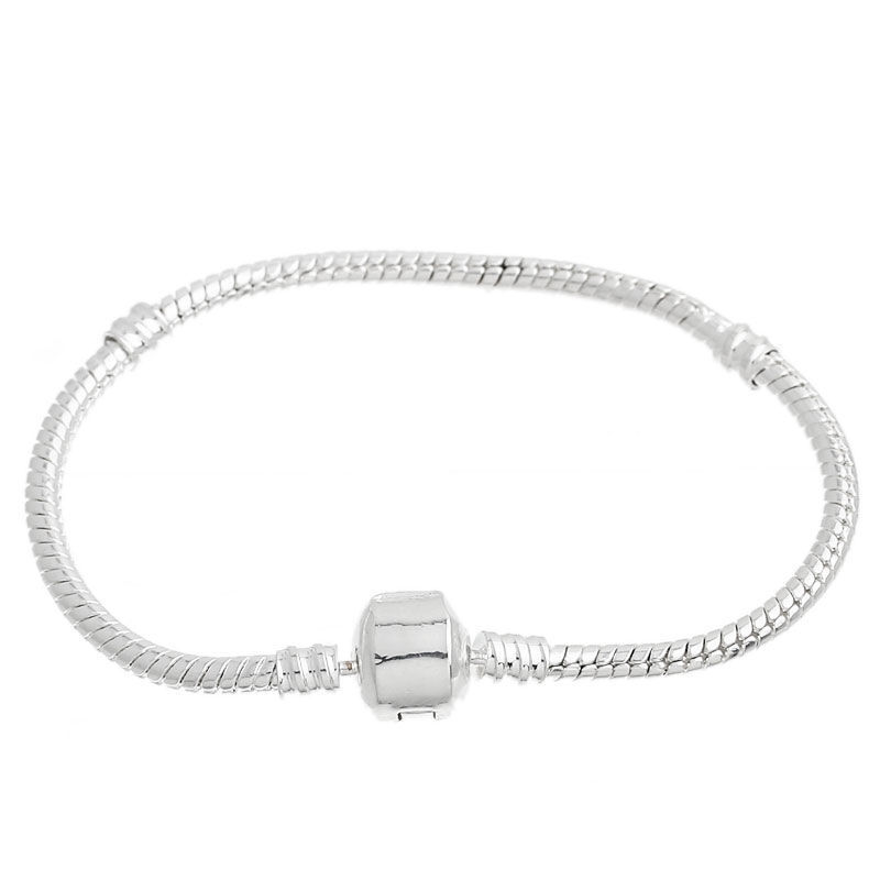 Imagen de Cobre Estilo Europeo  Encanto Pulseras Argentado 17cm longitud, 2 Unidades