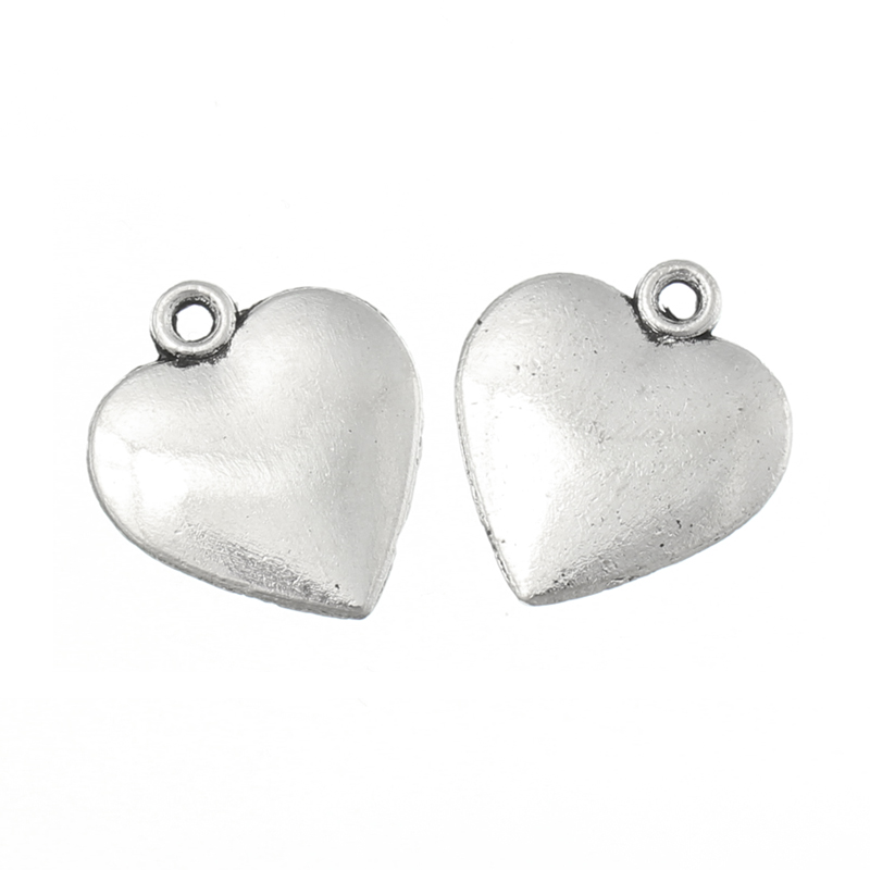 Imagen de Colgantes Aleación del Metal Del Zinc de Corazón Plata Antigua Rhinestone 16.0mm x 14.0mm, 100 Unidades 