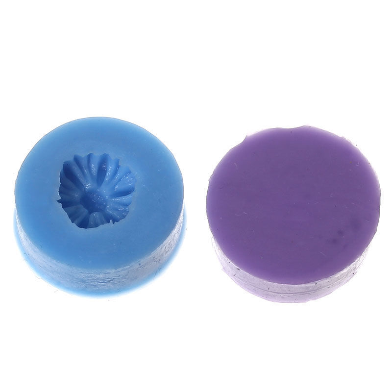 Picture of Silicone Mould For Polymer Clay Craft Round At Random Mixed Flower Carved 2.1cm( 7/8") Dia, 3 PCs