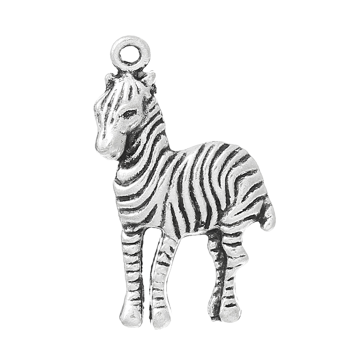 Picture of Charm Pendants Zebra Animal Antique Silver Color 3cm x 1.8cm,50PCs