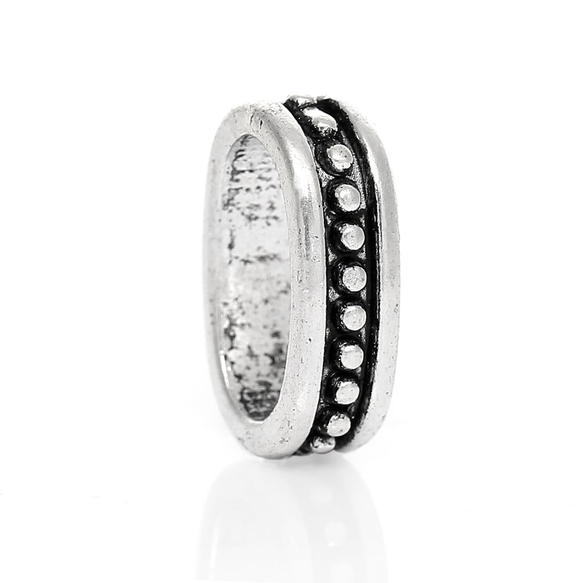 Изображение Бусины на Ремешок для Часов Овальные Античное Серебро, 14мм x 10мм, 11мм x 6.7мм, 100 ШТ