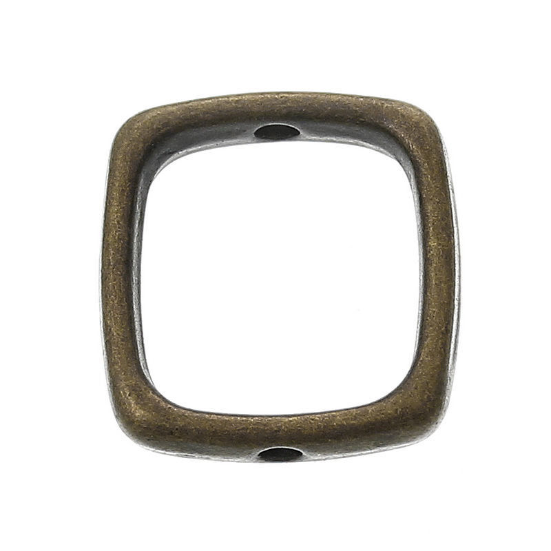 Bild von 200 Stück Zinklegierung Perlen Rahmen Rechteck Bronzefarbe (Fits 10mm Perlen) 14mm x 13mm