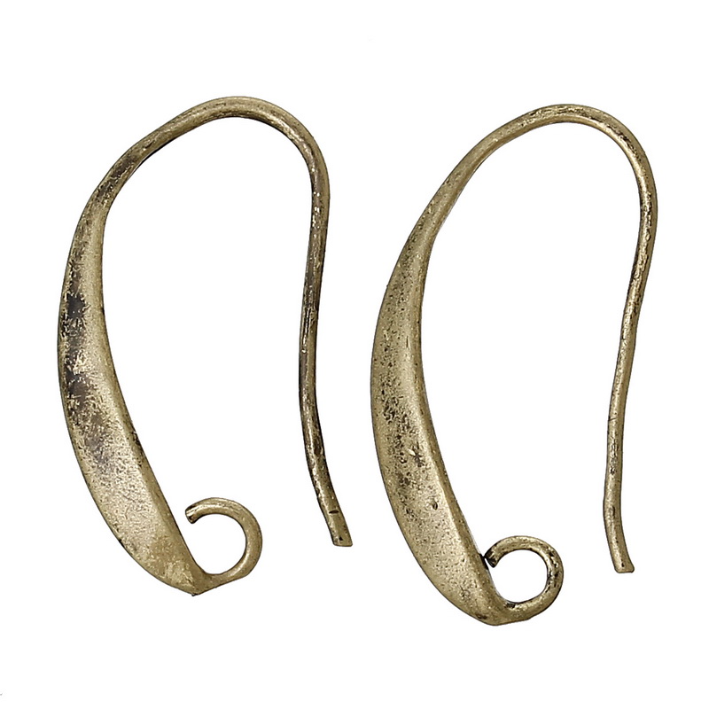 Immagine di 20 Pz Ottone Orecchini con Ganci a Filo per Orecchio per Accessori per la Creazione di Gioielli Fai-da-te Bronzo Antico Con Loop 20mm x 11mm, Posta / Filo Dimensione: 0.7mm(21 misura)