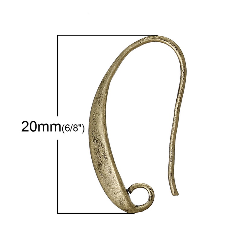 Immagine di 20 Pz Ottone Orecchini con Ganci a Filo per Orecchio per Accessori per la Creazione di Gioielli Fai-da-te Bronzo Antico Con Loop 20mm x 11mm, Posta / Filo Dimensione: 0.7mm(21 misura)