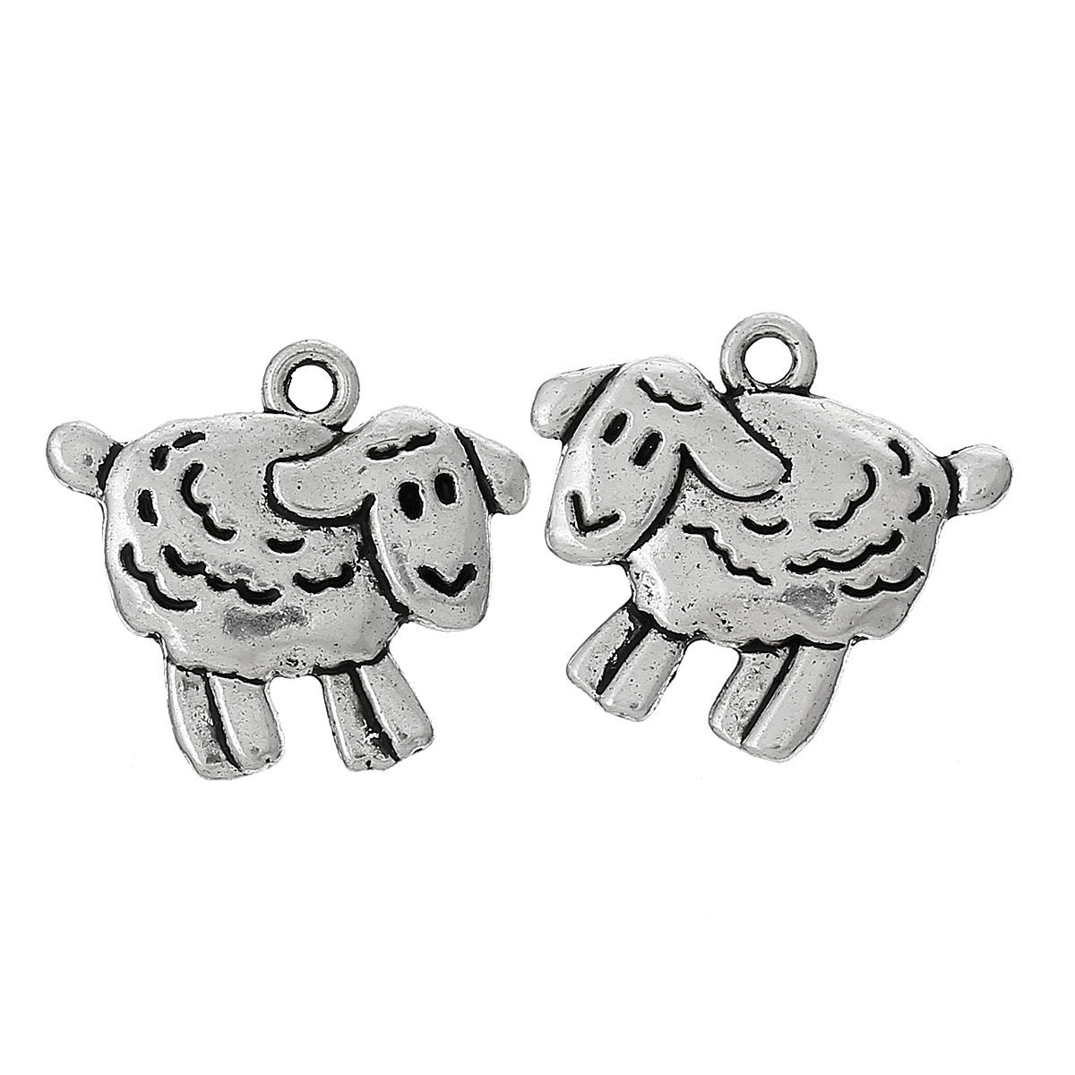 Picture of 250 PCs Zinc Based Alloy Charms Antique Silver Color Sheep Animal 18mm x 16mm