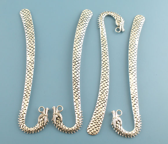 Picture of Zinc Based Alloy Bookmark Dragon Antique Silver Color 12.2cm, 4 PCs