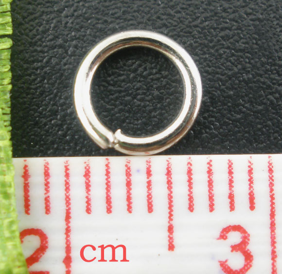 Picture of 500 PCs 6mm Dia., 1mm(18 gauge) Zinc Based Alloy Open Jump Rings Findings For Jewelry Making Silver Tone Round