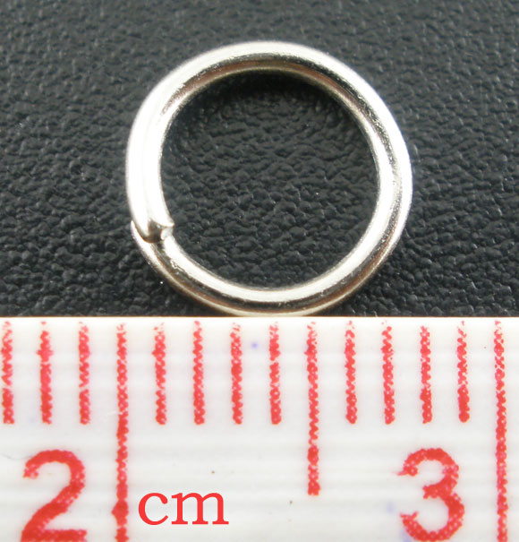 Bild von 500 Stück 8mm D., 1mm(18 Gauge) Zinklegierung Offen Sprungringe für die Schmuckherstellung Silberfarbe Rund