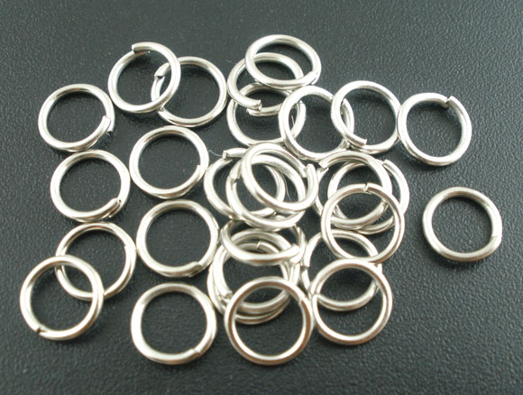 Bild von 500 Stück 8mm D., 1mm(18 Gauge) Zinklegierung Offen Sprungringe für die Schmuckherstellung Silberfarbe Rund