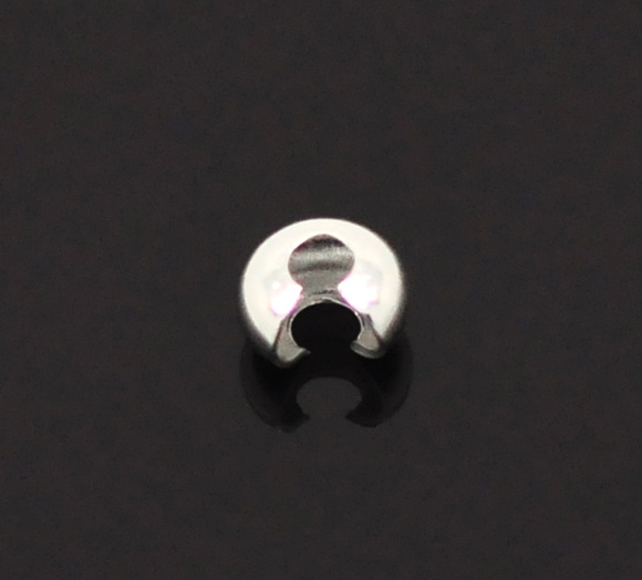 Picture of Alloy Crimp Beads Cover Findings Silver Plated, Overall Closed Size: 4mm Dia, Open Size: 5mm Dia, 200 PCs