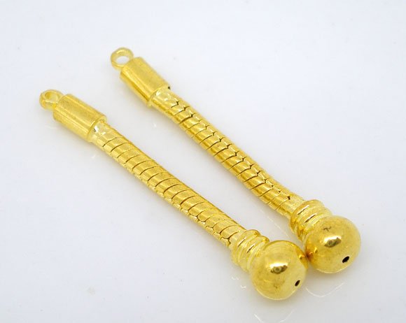 Picture of Copper European Style Snake Chain Dangle Earring Components Gold Plated 4cm long, 10 PCs