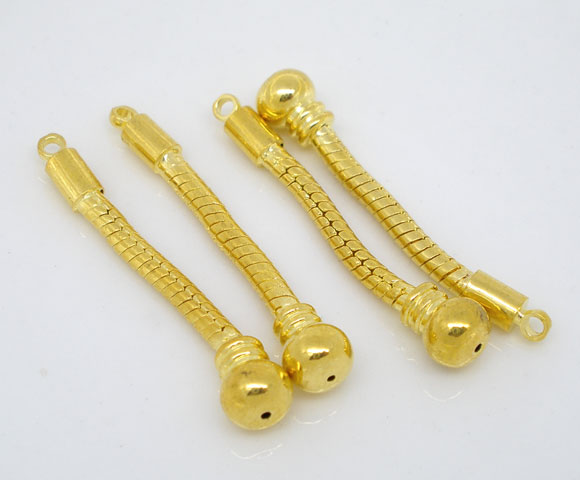 Picture of Copper European Style Snake Chain Dangle Earring Components Gold Plated 4cm long, 10 PCs