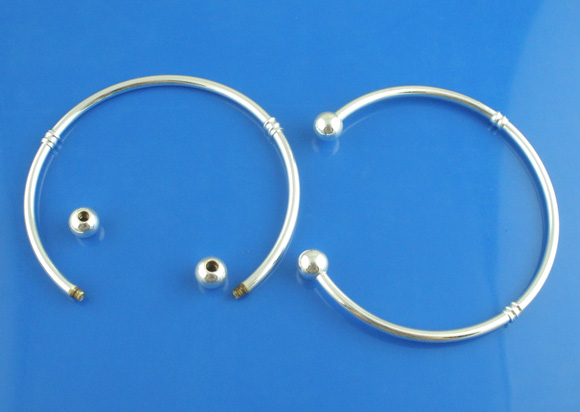 Picture of Copper European Style Open Cuff Charm Bangles Bracelets Silver Plated 19cm long, 4 PCs