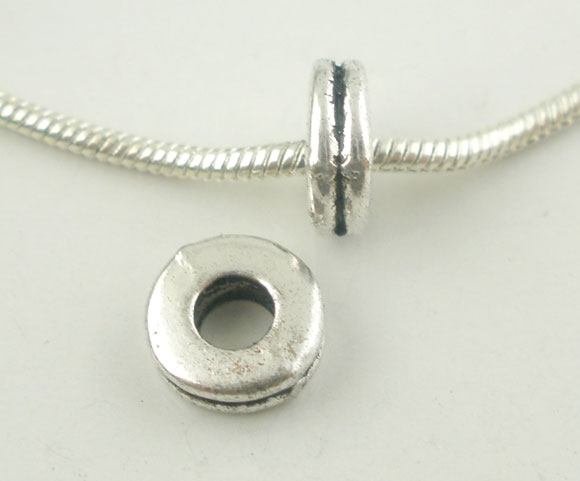 Picture of Zinc Based Alloy Spacer Beads Wheel Antique Silver Color About 6mm Dia, Hole:Approx 2.5mm, 200 PCs