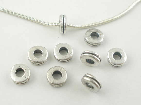 Picture of Zinc Based Alloy Spacer Beads Wheel Antique Silver Color About 6mm Dia, Hole:Approx 2.5mm, 200 PCs