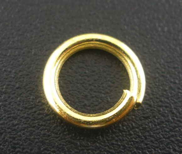 Picture of 200 PCs 8mm Dia., 1.2mm(17 gauge) Iron Based Alloy Open Jump Rings Findings For Jewelry Making Gold Plated Round