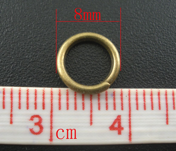 Imagen de 200 Unidades 8mm Diámetro, 1.2mm(17 gauge) Hierro Abierto Argollas Tono Bronce Ronda
