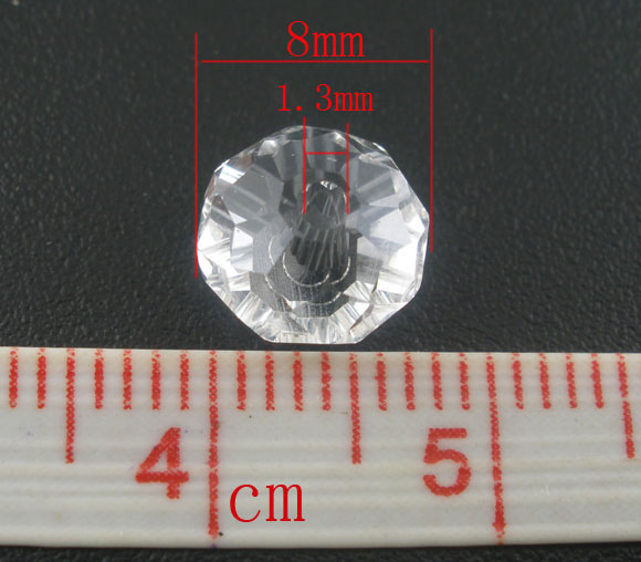 Picture of Crystal Glass Loose Beads Round Transparent Faceted About 8mm Dia, Hole: Approx 1.3mm, 70 PCs
