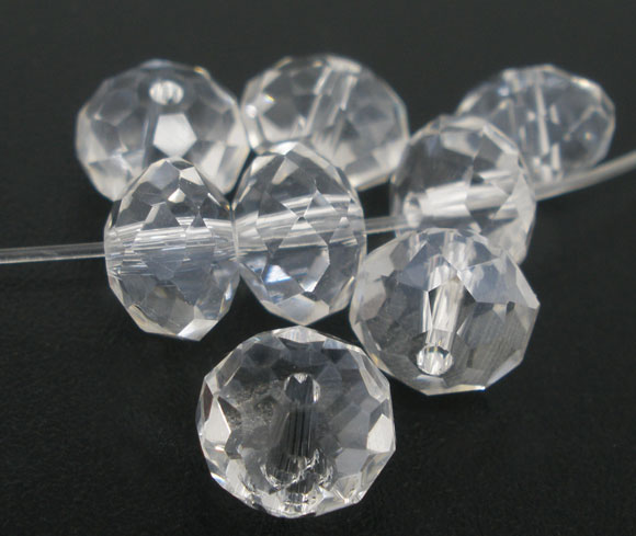 Picture of Crystal Glass Loose Beads Round Transparent Faceted About 8mm Dia, Hole: Approx 1.3mm, 70 PCs