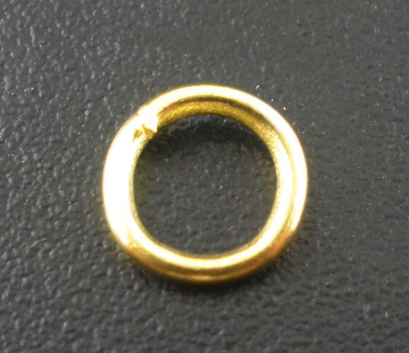 Picture of 500 PCs 6mm Dia., 1mm(18 gauge) Iron Based Alloy Open Jump Rings Findings For Jewelry Making Gold Plated Round