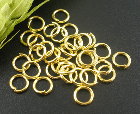 Picture of 500 PCs 6mm Dia., 1mm(18 gauge) Iron Based Alloy Open Jump Rings Findings For Jewelry Making Gold Plated Round