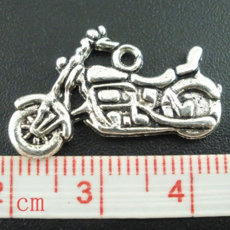 Picture of 300 PCs Zinc Based Alloy Travel Charms Antique Silver Color Motorcycle 24mm x 14mm