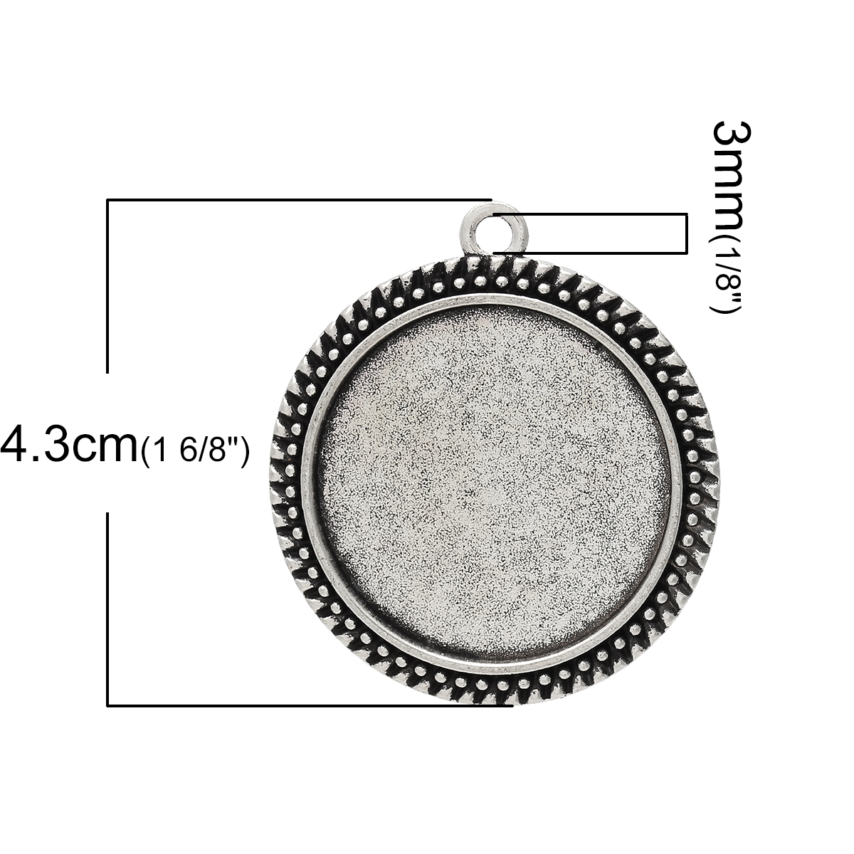 Picture of Zinc Based Alloy Cabochon Setting Pendants Round Disc Antique Silver Color (Fits 30mm Dia.) 4.3cm x 3.8cm, 10 PCs