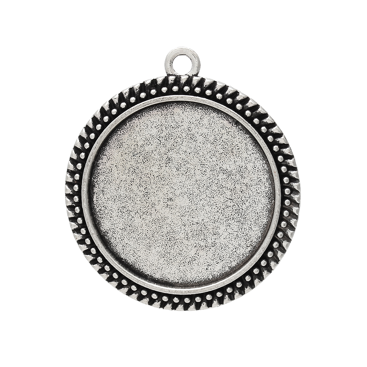 Picture of Zinc Based Alloy Cabochon Setting Pendants Round Disc Antique Silver Color (Fits 30mm Dia.) 4.3cm x 3.8cm, 10 PCs