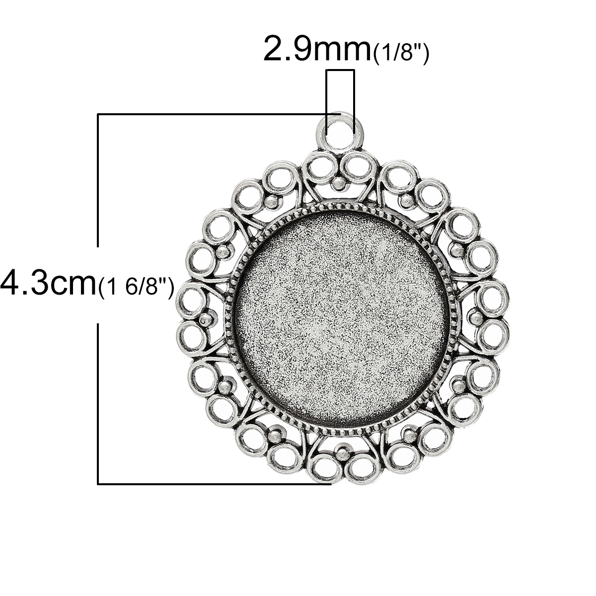 Изображение Подвески Круглые Античное Серебро (Рамки для 25мм Кабошона), 4.3см x 3.9см, 10 ШТ