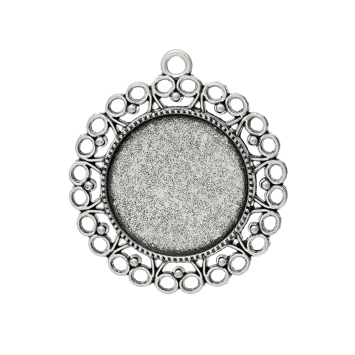 Изображение Подвески Круглые Античное Серебро (Рамки для 25мм Кабошона), 4.3см x 3.9см, 10 ШТ