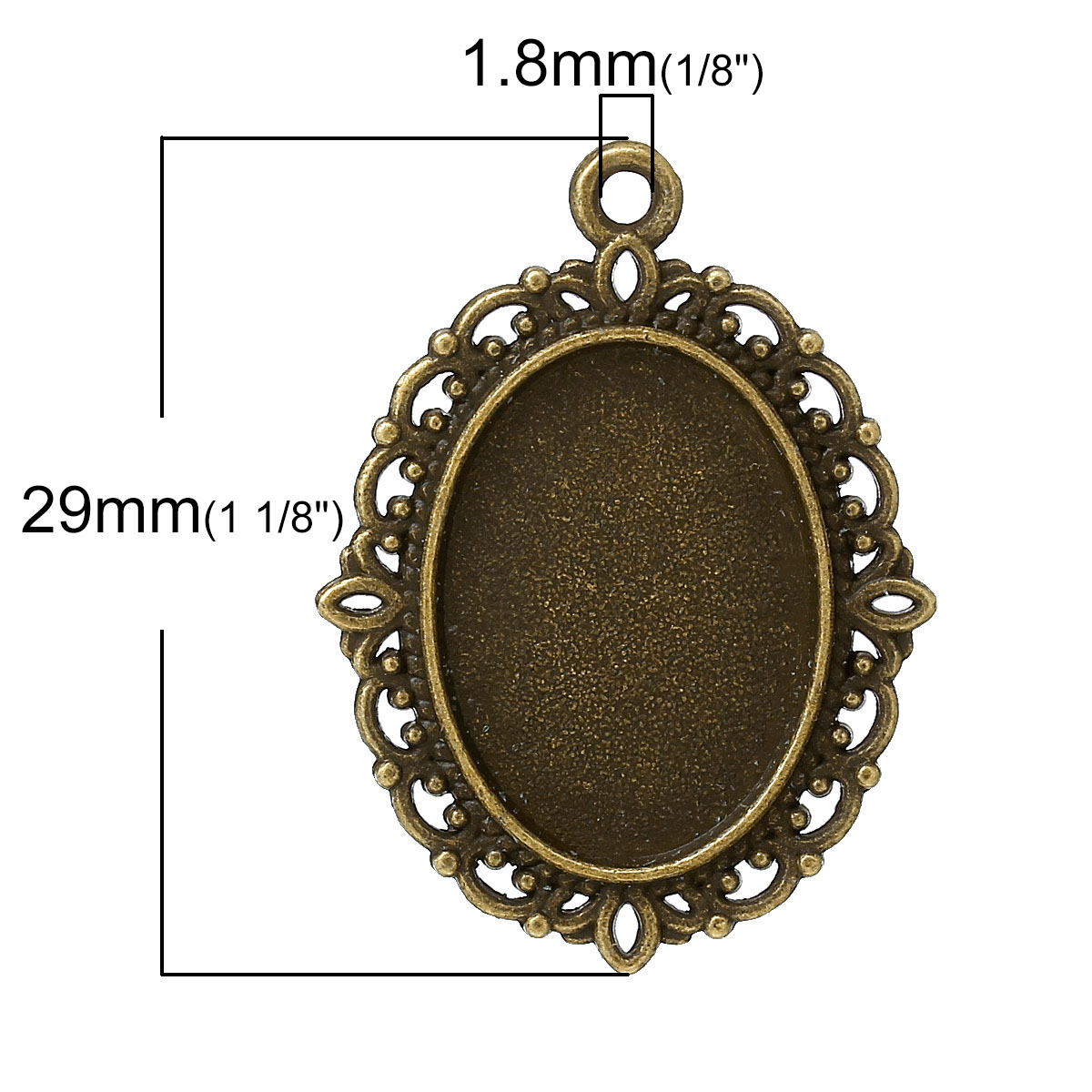 Picture of Zinc Based Alloy Cabochon Setting Pendants Oval Antique Bronze (Fits 18mm x 13mm ) 29mm x 22mm, 50 PCs