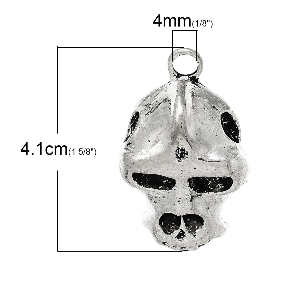 Imagen de Colgantes Aleación Cráneo Plata Antigua  4.1cm x 2.6cm, 5 Unidades