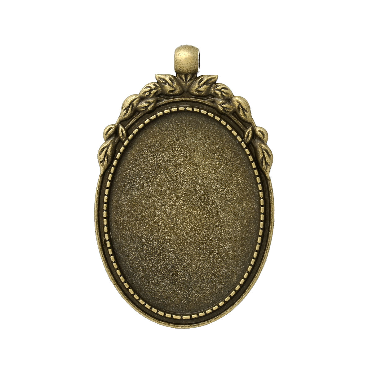 Picture of Zinc Based Alloy Cabochon Setting Pendants Oval Antique Bronze (Fits 4cm x 3cm) 5.6cm x 3.6cm, 10 PCs