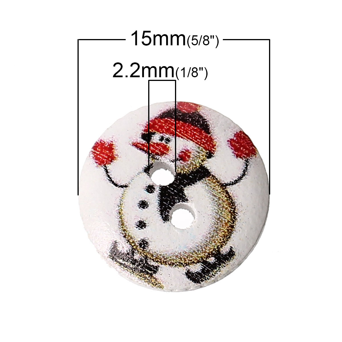 Picture of Natural Wood Sewing Buttons Scrapbooking 2 Holes Round At Random Mixed Christmas Santa Claus Pattern 15mm( 5/8") Dia, 200 PCs