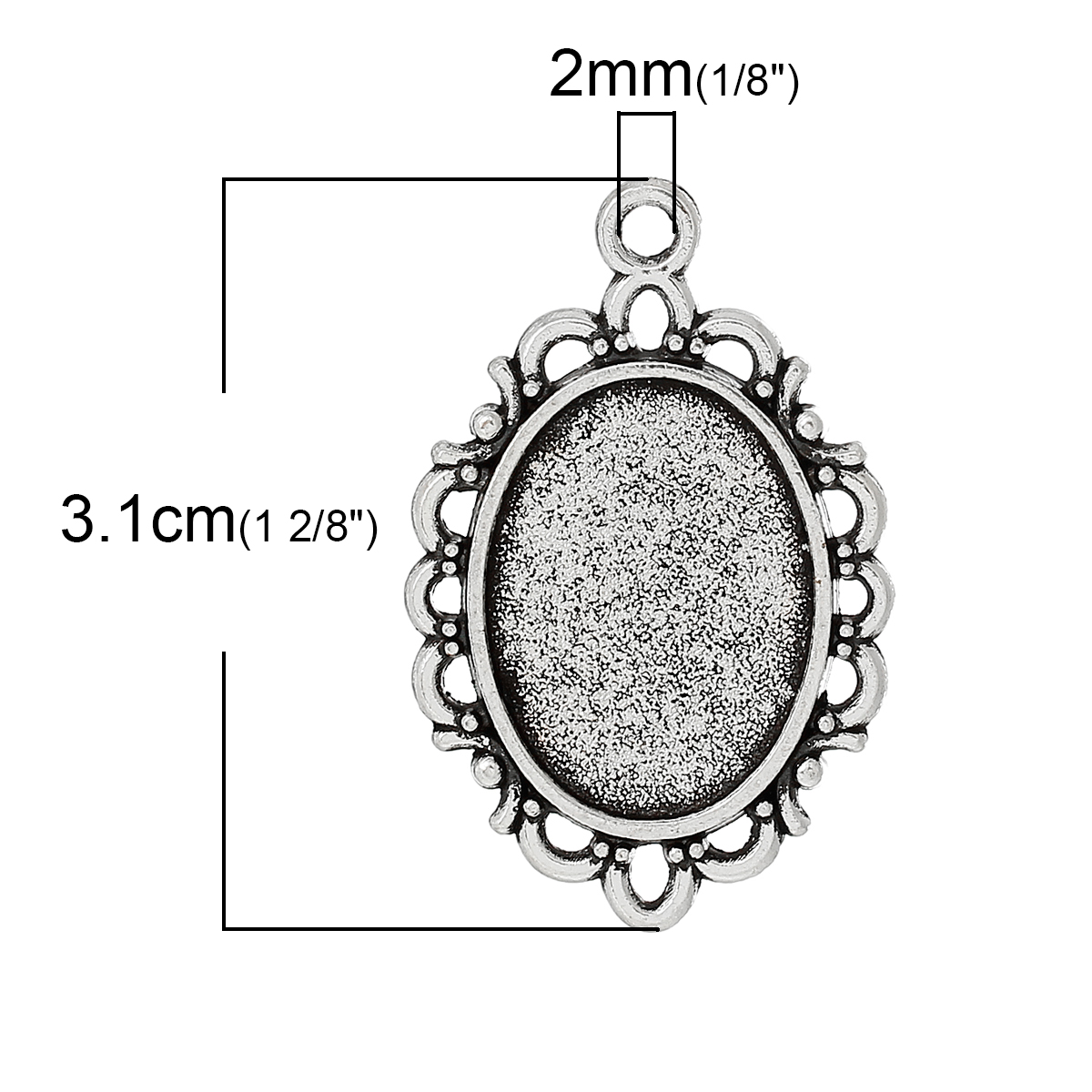 Image de Pendentif en Alliage de Zinc Ovale Argent Vieilli (Convenable à Cabochon 18mm x 13mm ) 31mm x 20mm, 50 PCs