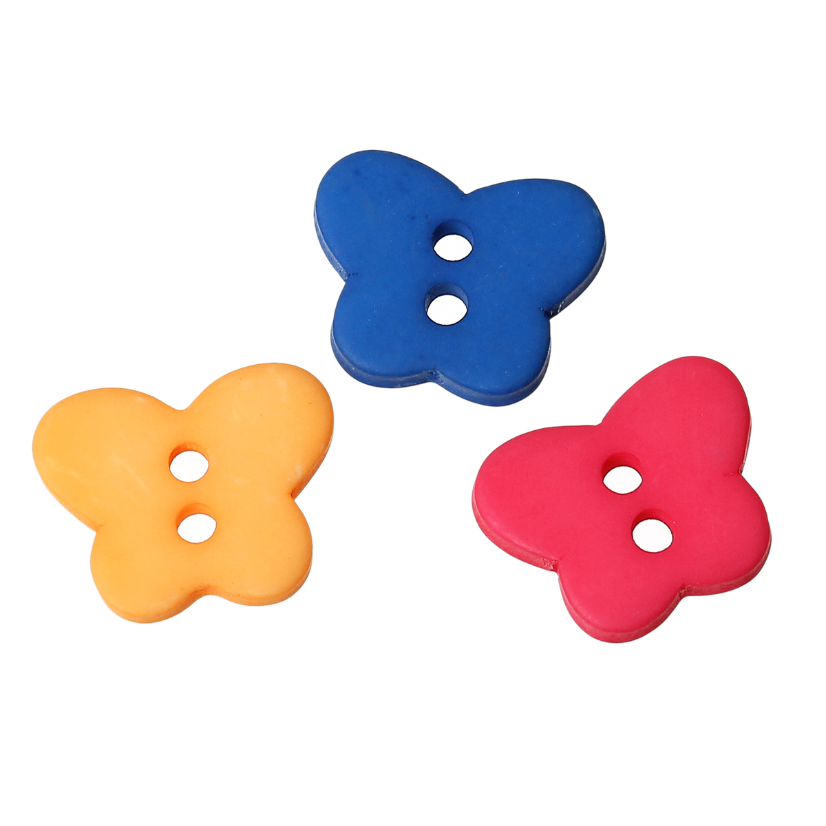 Bild von Harz Knöpfe zum Aufnähen 2 Löcher Schmetterling zufällig gemischt 13mm x 11mm 50 Stück