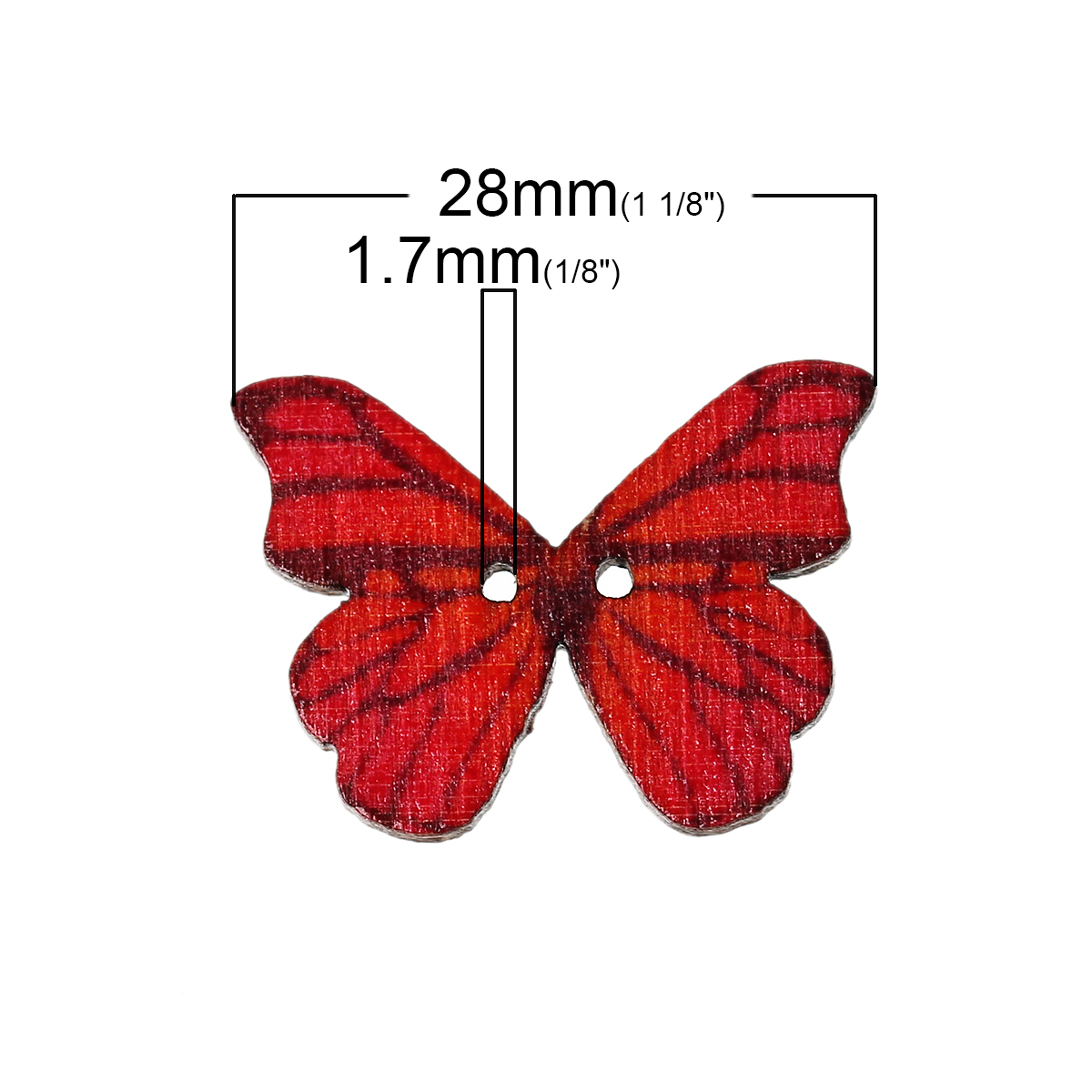 Picture of Natural Wood Sewing Buttons Scrapbooking 2 Holes Butterfly At Random Mixed 28mm(1 1/8") x 21mm( 7/8"), 50 PCs