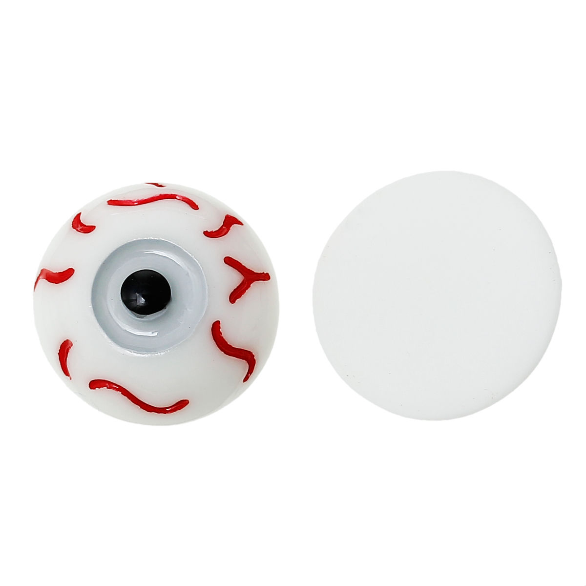 Picture of Resin Dome Cabochon Round Flatback Eye Pupil White & Gray 16mm(5/8") Dia, 30 PCs