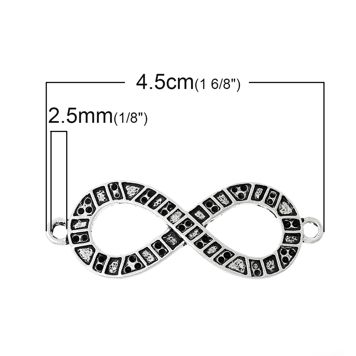 Picture of 2 PCs Zinc Based Alloy Connectors Charms Pendants Antique Silver Color Infinity Symbol Hollow (Can Hold ss4 Pointed Back Rhinestone) 45mm x 16mm