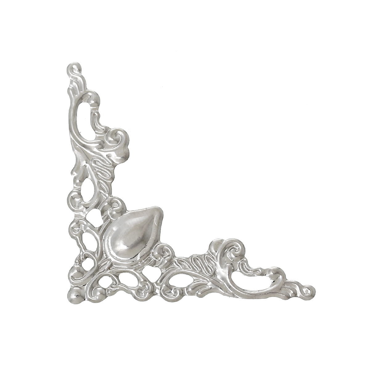 合金 装飾 三角形 シルバートーン 透かしパーツ 4.1cm x 4.1cm、 4 個 の画像